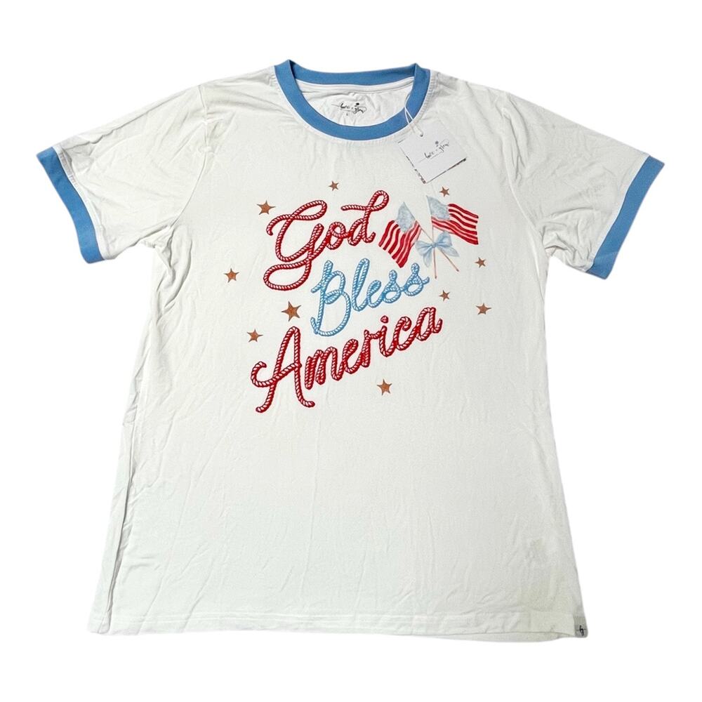 NWT Love & Grow God Bless America Bamboo Tee Size L